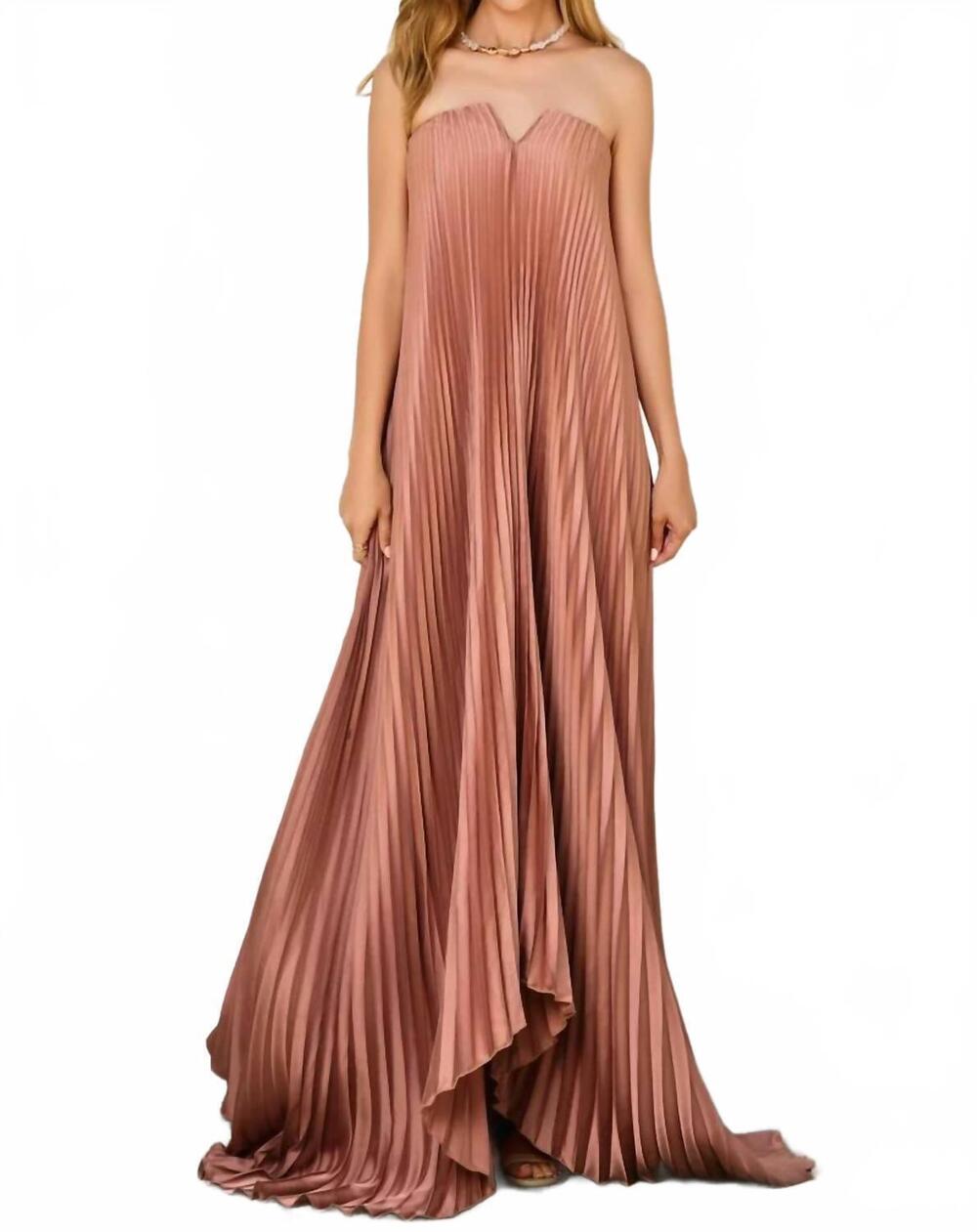 NEW DRESS FORUM pleated maxi column dress in hazel